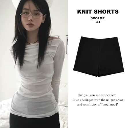 니트 골지 숏 팬츠 - 3color