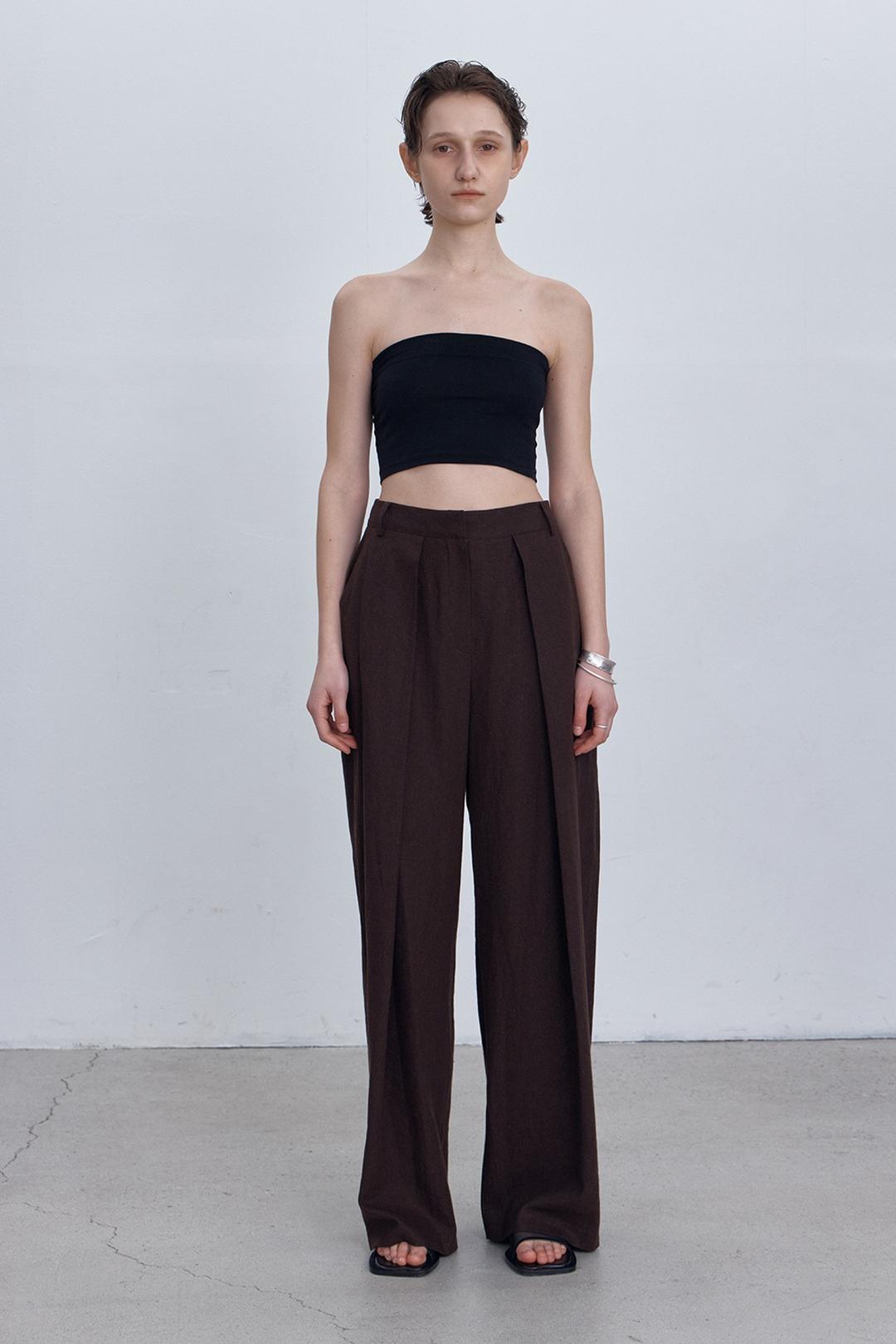 [예약][25SS] SIERRA LINEN ONETUCK WIDE PANTS BROWN