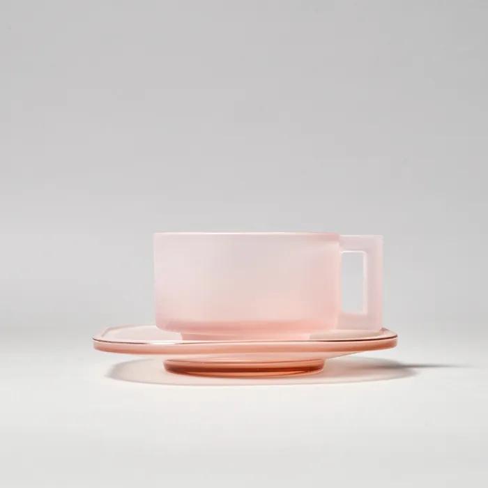 [마르디메크르디 X 아르노글래스] 컵앤소서 핑크 프로스티드