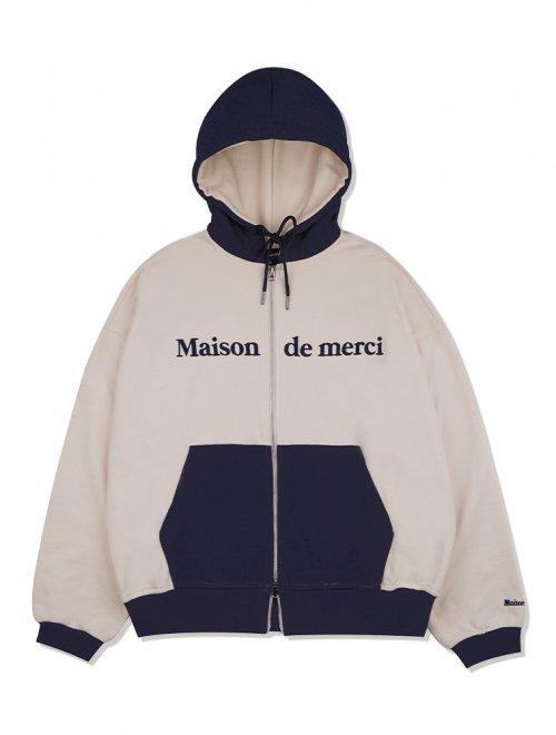 UNISEX 투웨이 투톤 드롭핏 후드집업 크림(FCD1ZP101M)