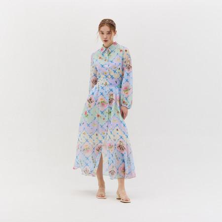 이런 상품 어때요? [JUNGHEEZIN: Fantasia] 보우 아가일 프린트 롱 블라우스 드레스_긴소매