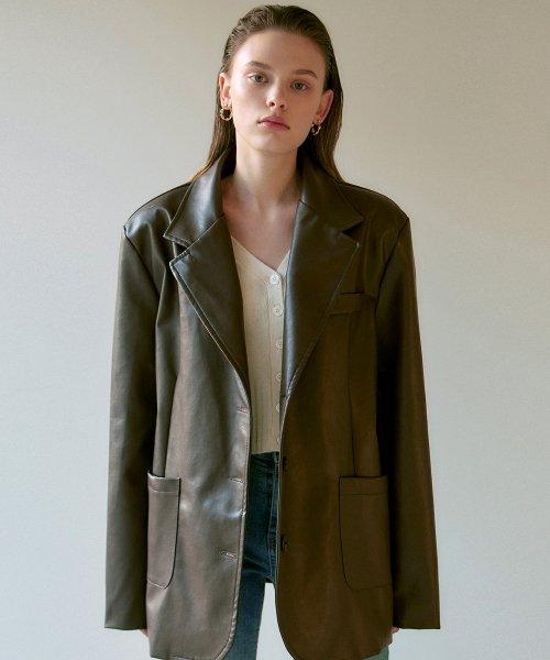 MANISH FAKE LEATHER JACKET_BROWN