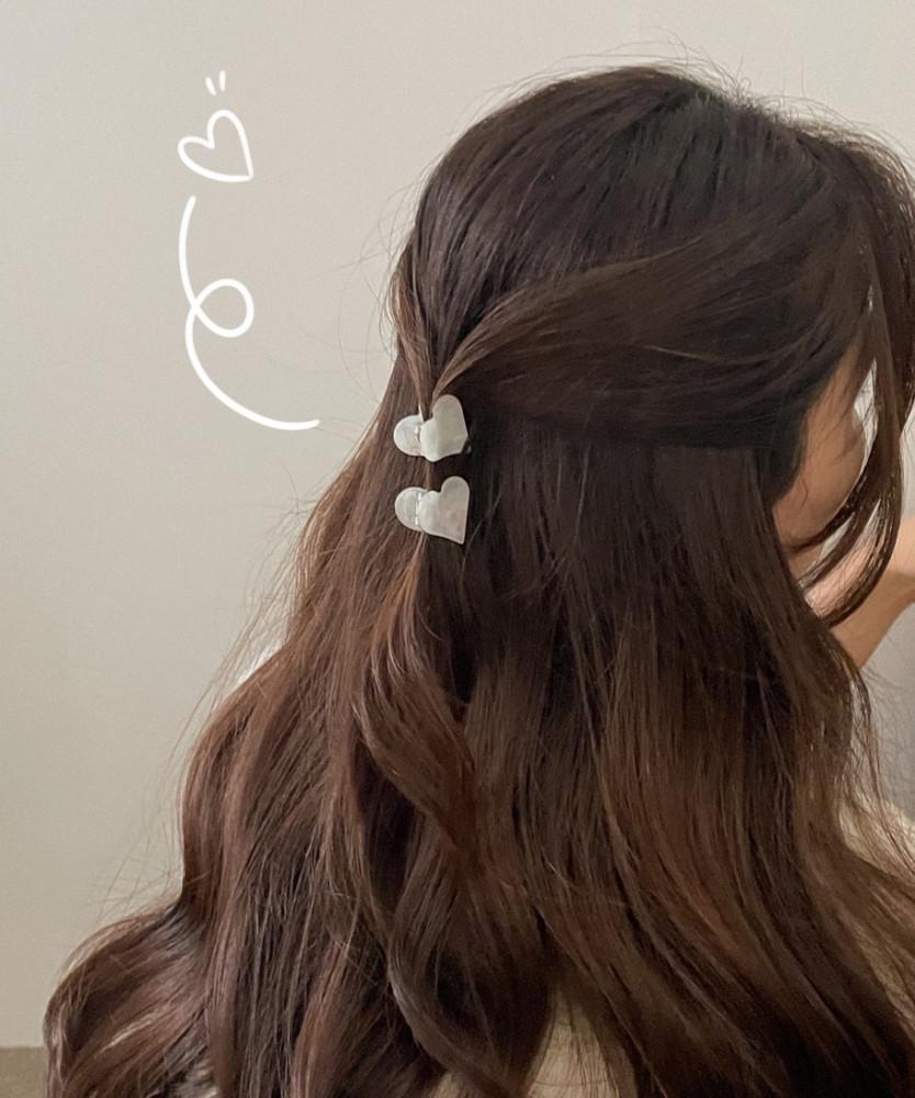 [소예피네/1+1] 미니 셀룰로오스 하트 헤어 집게핀 7color