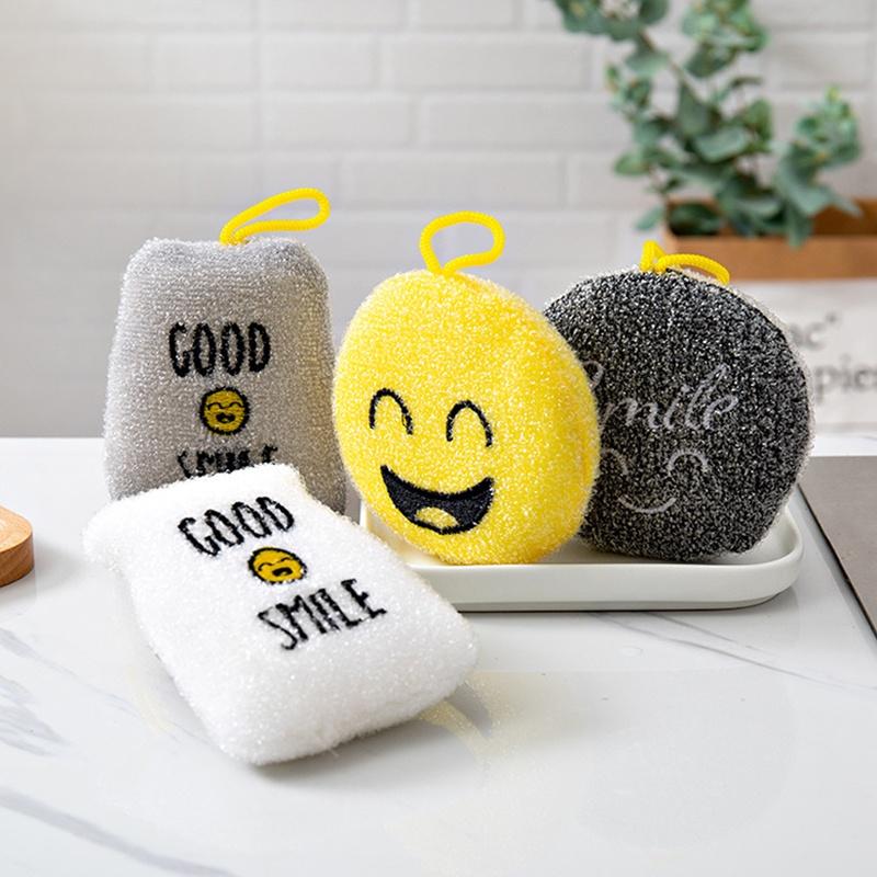 스마일 주방 아크릴 수세미 4P (1세트), 예쁜 주방 수세미