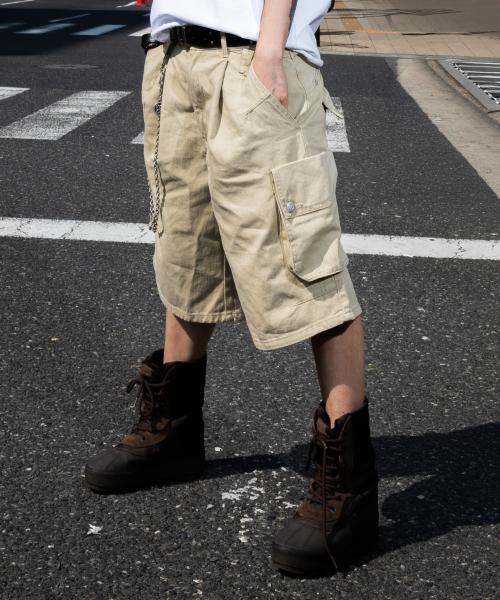 XF013 멀티 카고 포켓 버뮤다 코튼 팬츠 (BEIGE)