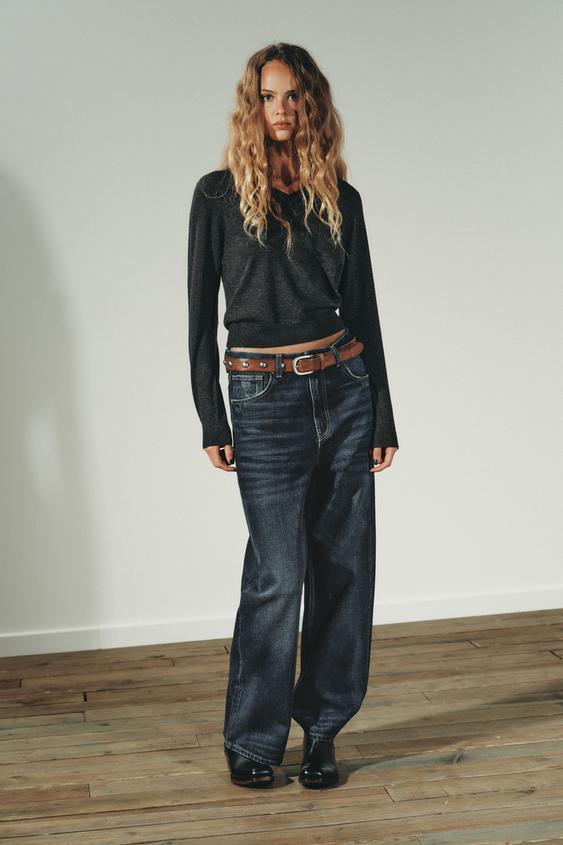 울 브이넥 스웨터