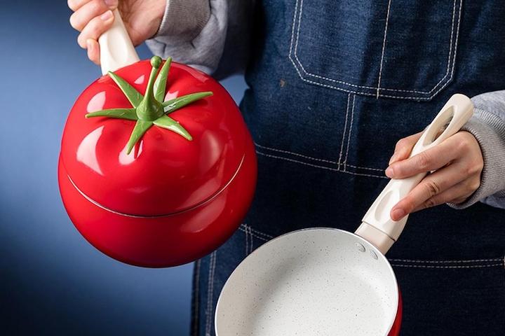 [해외] 토마토뚜껑 IH 인덕션 냄비 코팅후라이팬 뚜껑포함