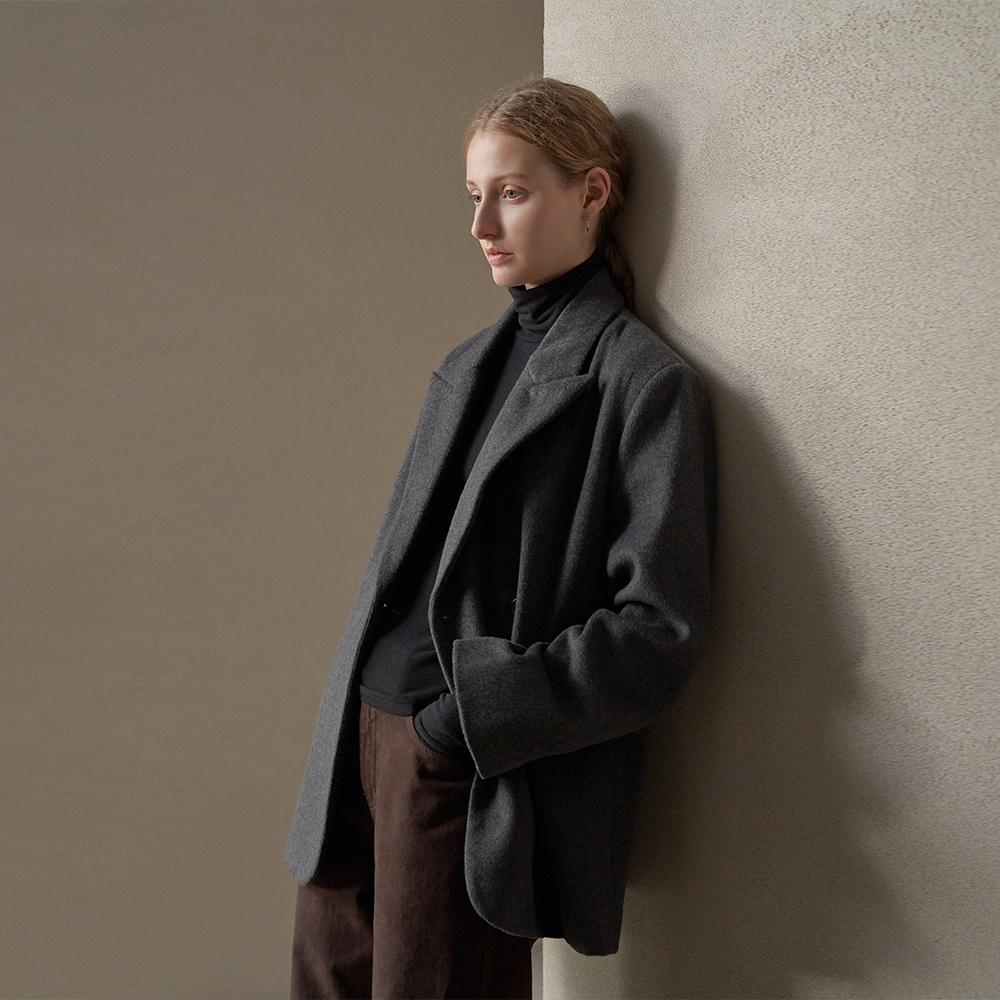 [Woman]울리치 오버 더블 블레이져_Melange Gray