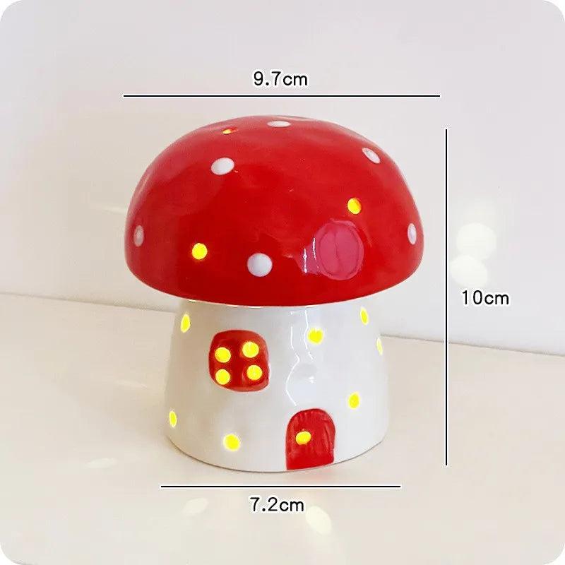 Mini Ceramic Mushroom Night Lamp - Red