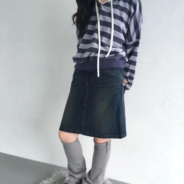mofy  H-line denim midi skirt 모피 H라인 데님 미디스커트