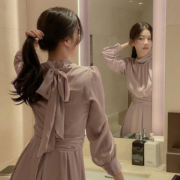 여신 실키 리본 스카프 원피스