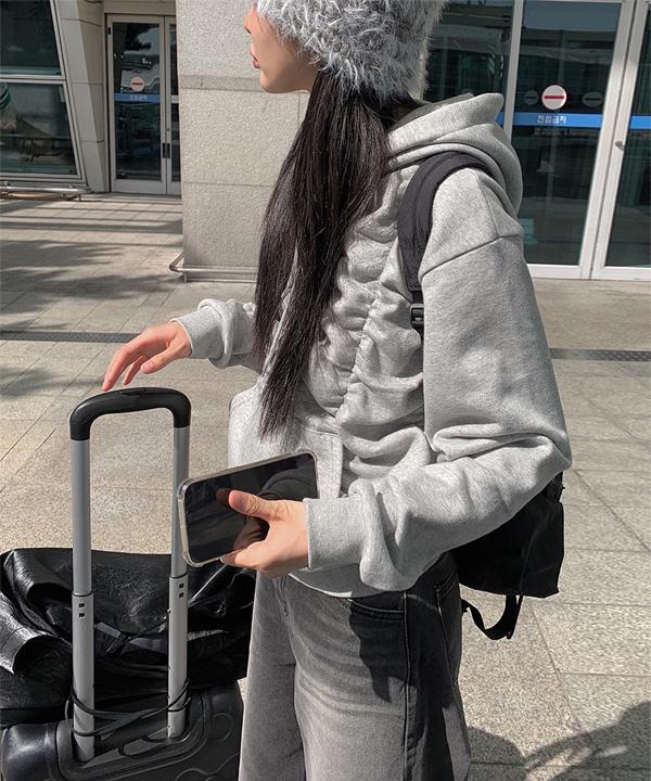 수요 셔링 기모 후드 티셔츠