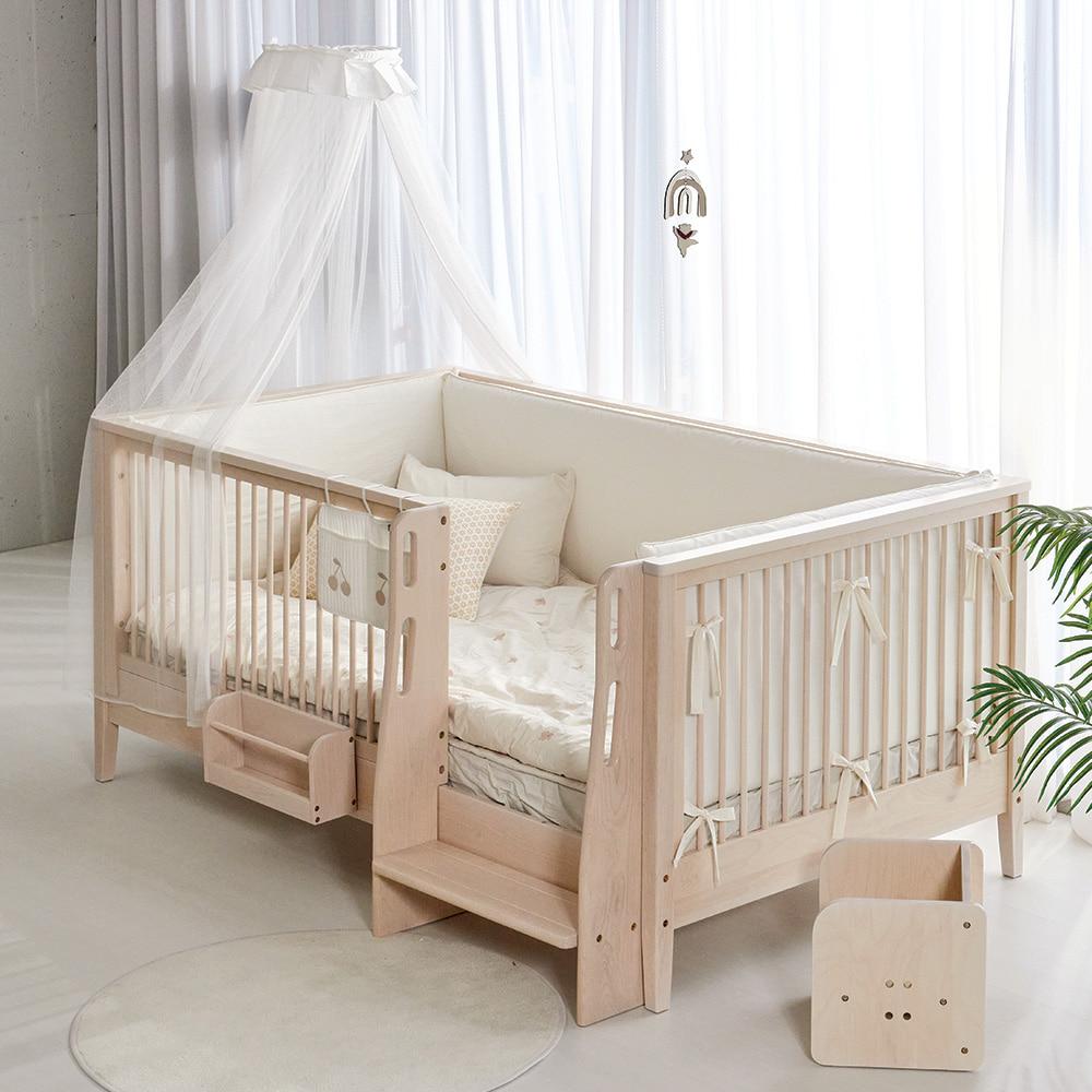 [쁘띠라뺑] 하이헨리 데이베드 자작나무 슈퍼싱글 침대 린넨화이트 (SS/1100X2000) 어린이 아동 원목침대