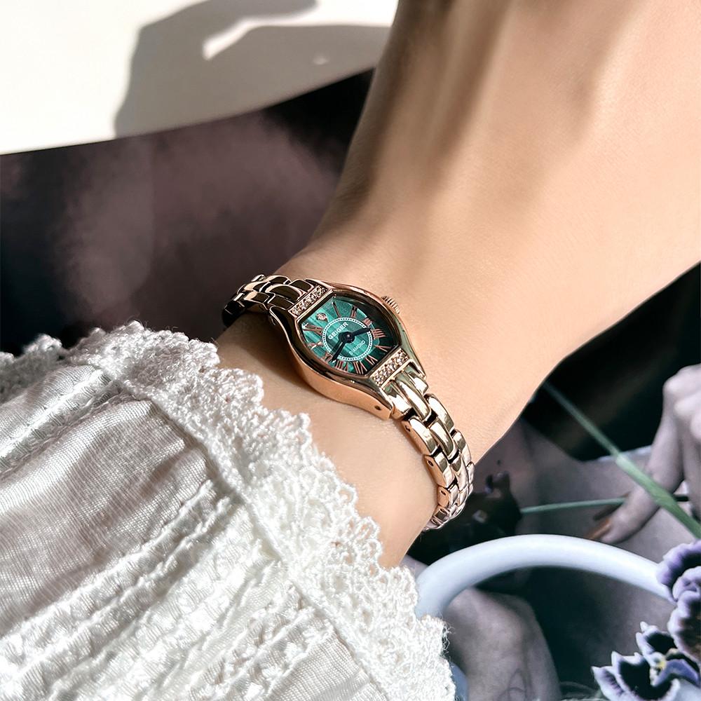 가이거시계 여성 메탈 큐빅 다이아 얇은 시계 팔찌 자개 말라카이트