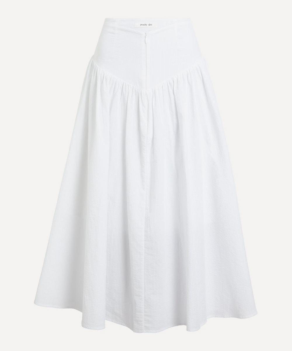 Deba Seersucker Porcelain Midi Skirt