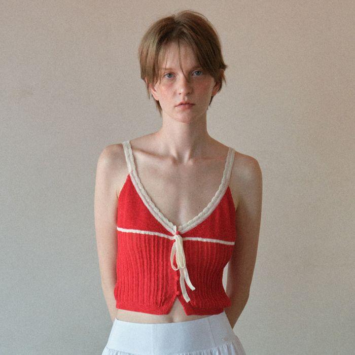 RIBBON KNIT BUSTIER (RED)