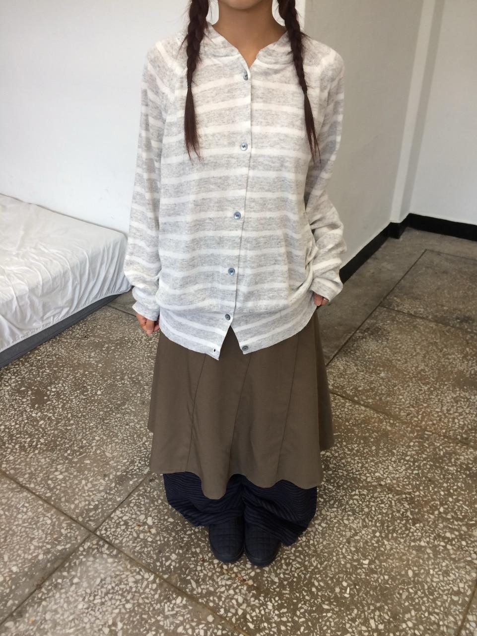 페리 스트라이프 후드 가디건