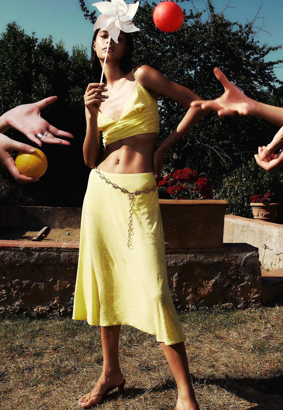 Flowy Linen Knit Skort Sunflower - XS