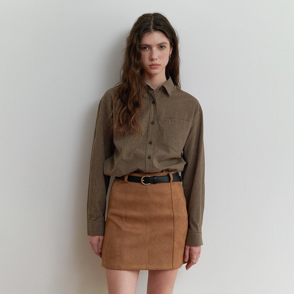 Suede jersey skirt - Camel