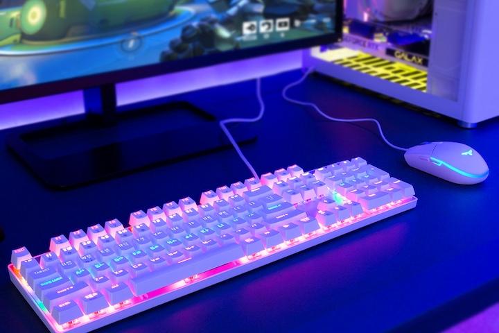 화려한 RAINBOW LED 비키스타일 게이밍 기계식키보드