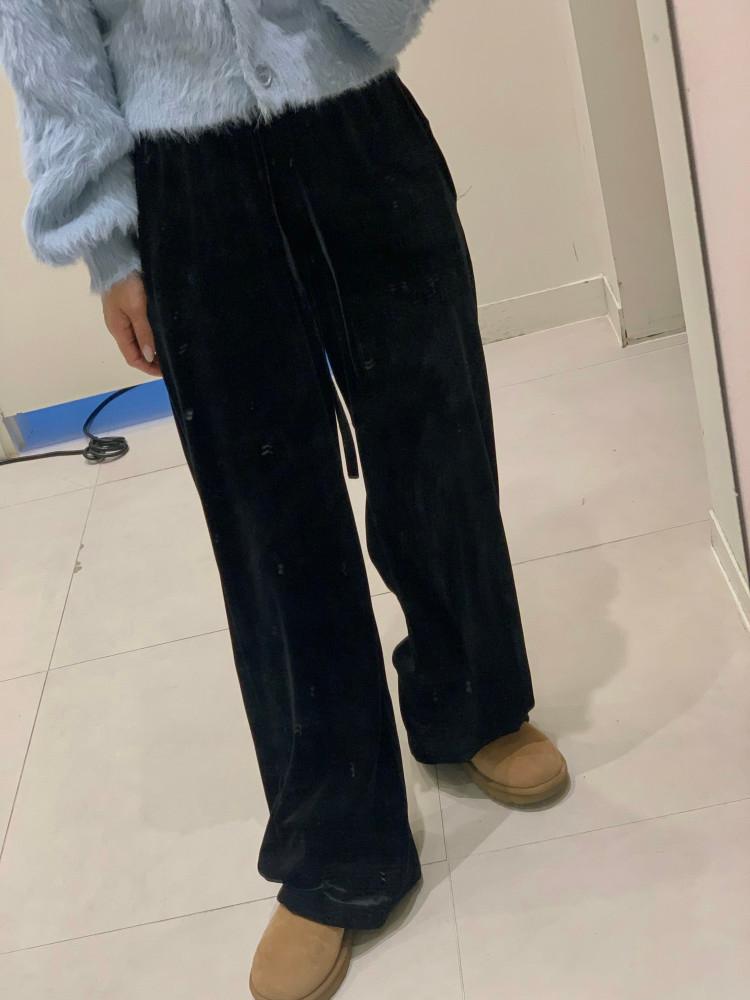 (일주일소요) 짱 편해 블랙 벨벳 밴딩 바지