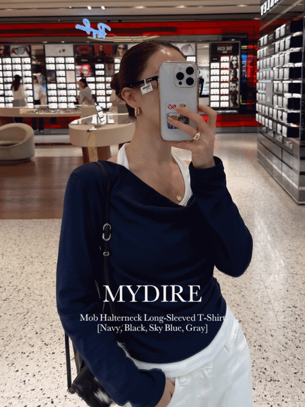 모브 홀터넥 긴팔 티셔츠 4color