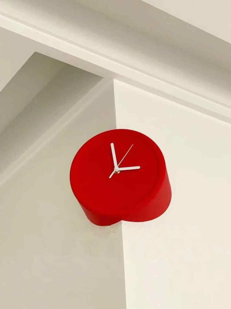 미니멀 컬러 코너벽시계 모서리시계 무소음 월클락 미니멀 공간활용 거실 벽걸이 레드 8인치