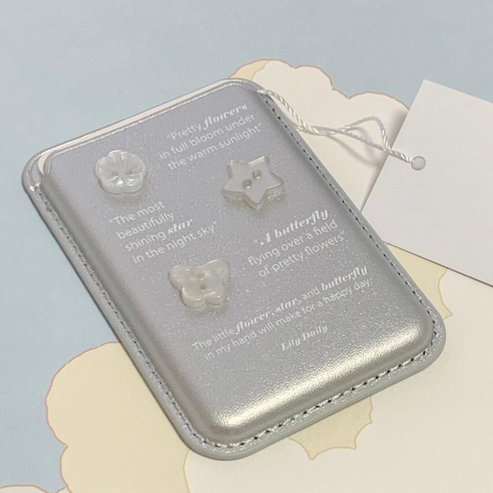 Flower&Star&Butterfly | 맥세이프 가죽 카드 케이스 - 실버