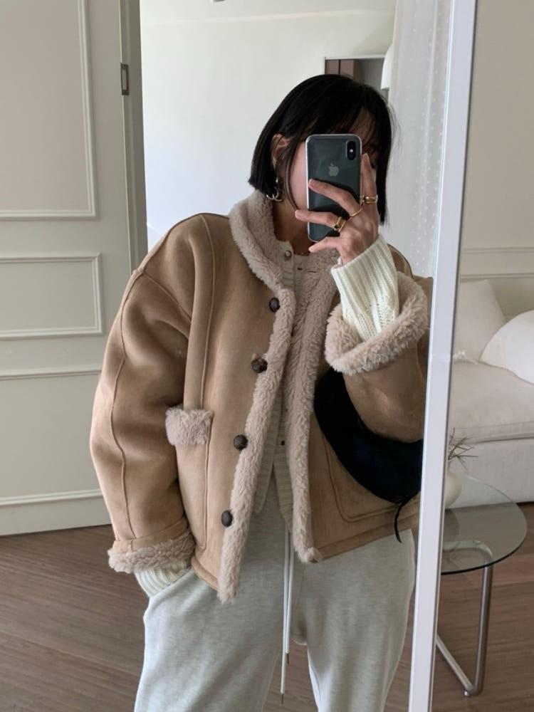 24fw 바이슈가 스웨이드 양털 무스탕 2col 리버시블 겨울 양면무스탕