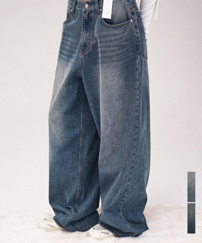 Vintage Front Washed Wide Denim Pants_2Colors
