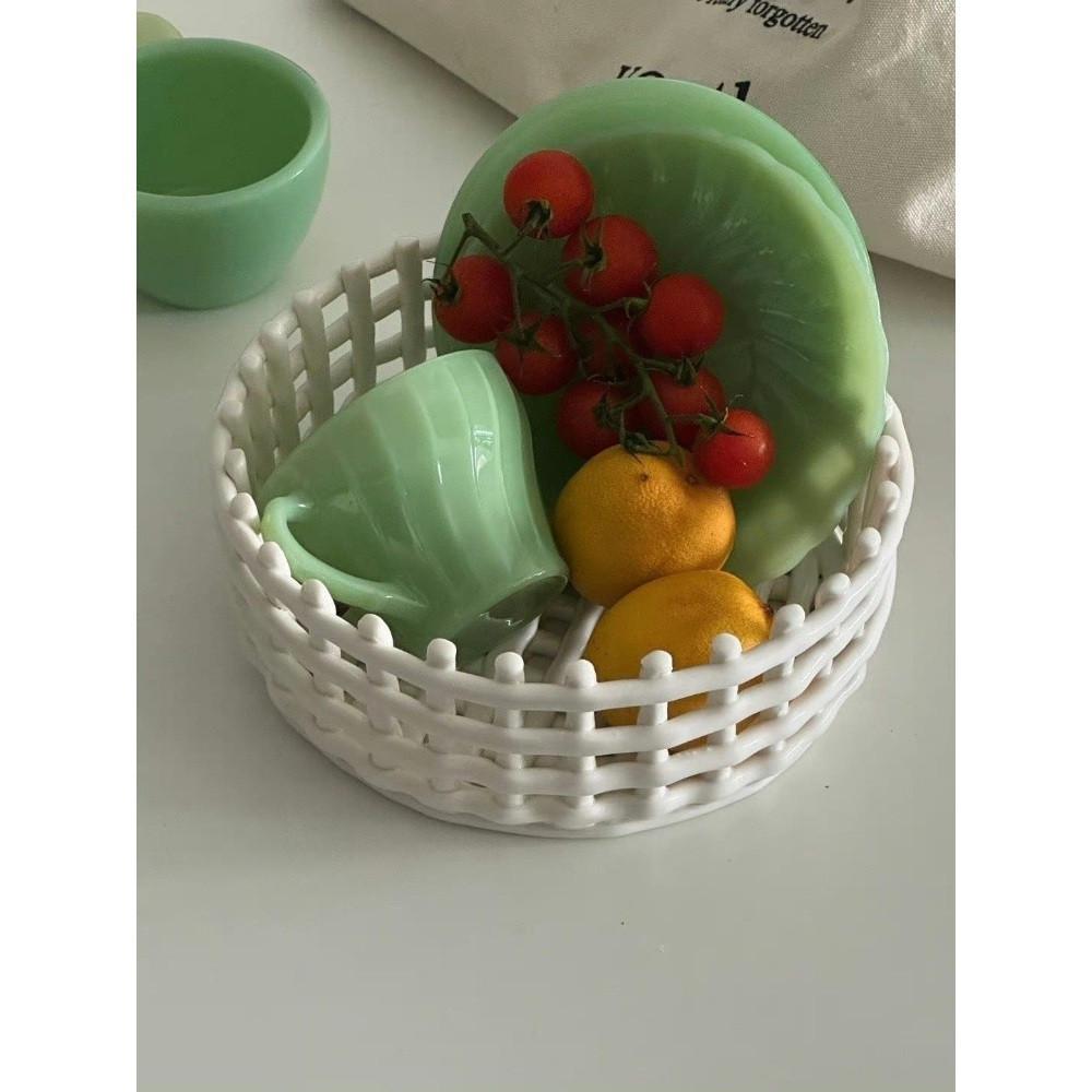 화이트 세라믹 바구니 과일 바스켓 스낵 트레이