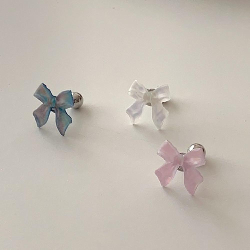 오로라 홀로그램 리본 피어싱 포인트 써지컬 귀걸이