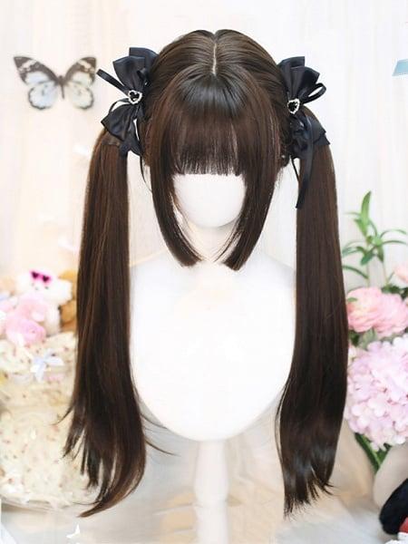[$21.26]Brown/Dark Brown/Black Princess Cut Under Bust Length Straight Wig with Full Bangs