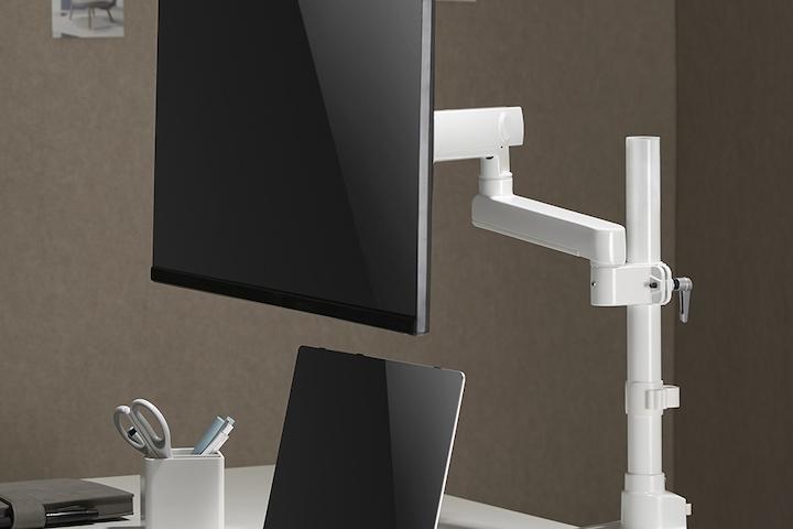 스탠다드 폴 싱글 모니터암 거치대 (블랙/화이트)