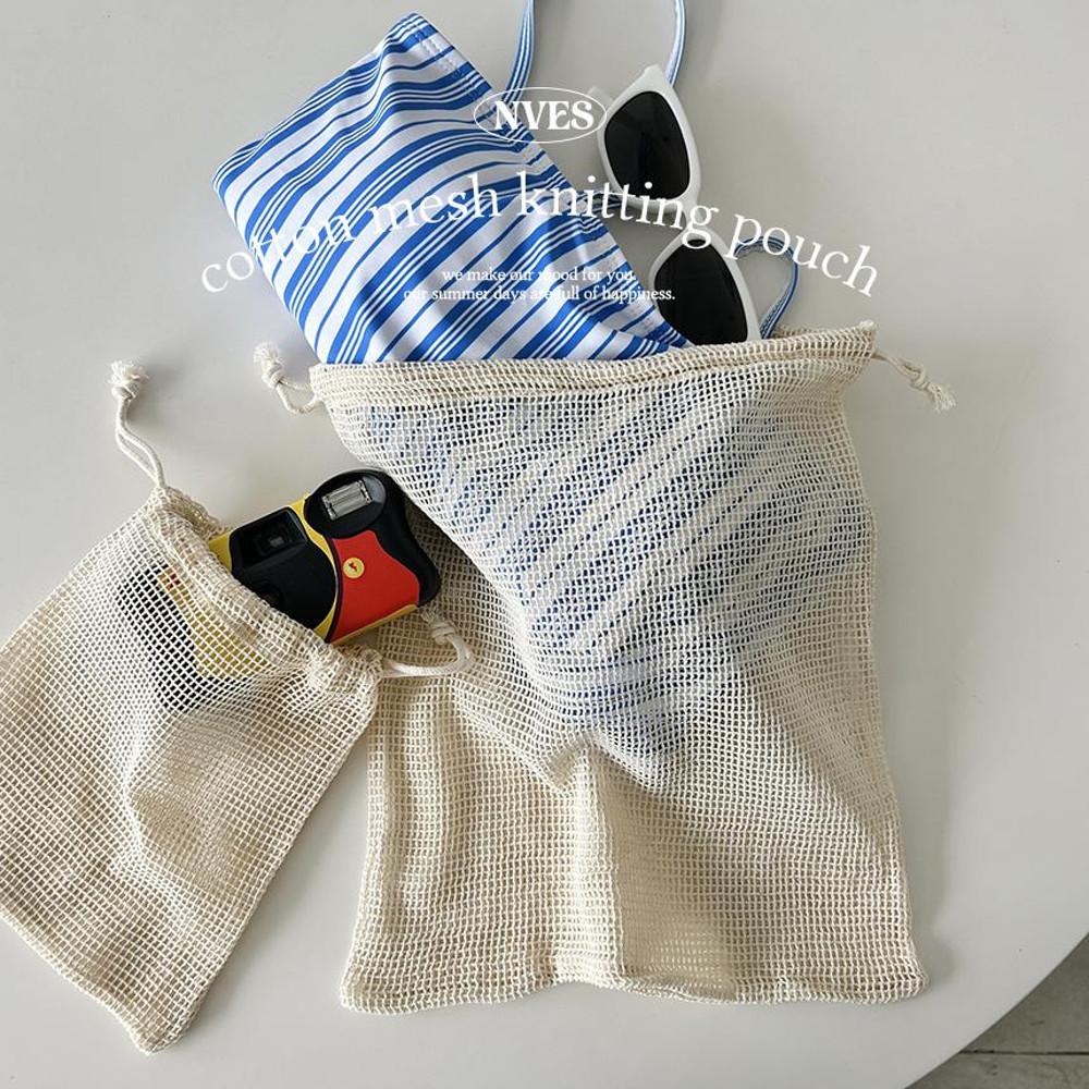 [NVES] 1+1 cotton mesh pouch 기본버전+빅사이즈 SET 여행용 파우치