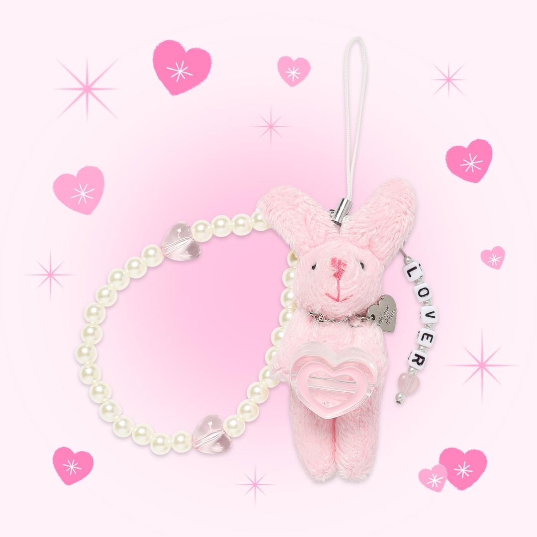 "사랑을 가져다줄게" 러버 토끼 인형 키링 응원 축하 행운 하트 생일 합격 선물