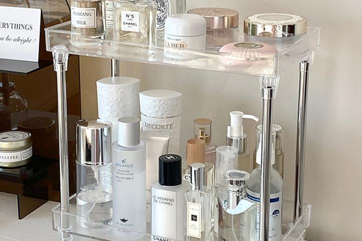 [2단/3단]럭셔리 투명 선반 아크릴 모듈 화장품 정리대 진열대 3colors