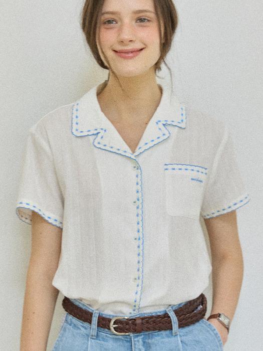 Delion Embroidery Blouse - White