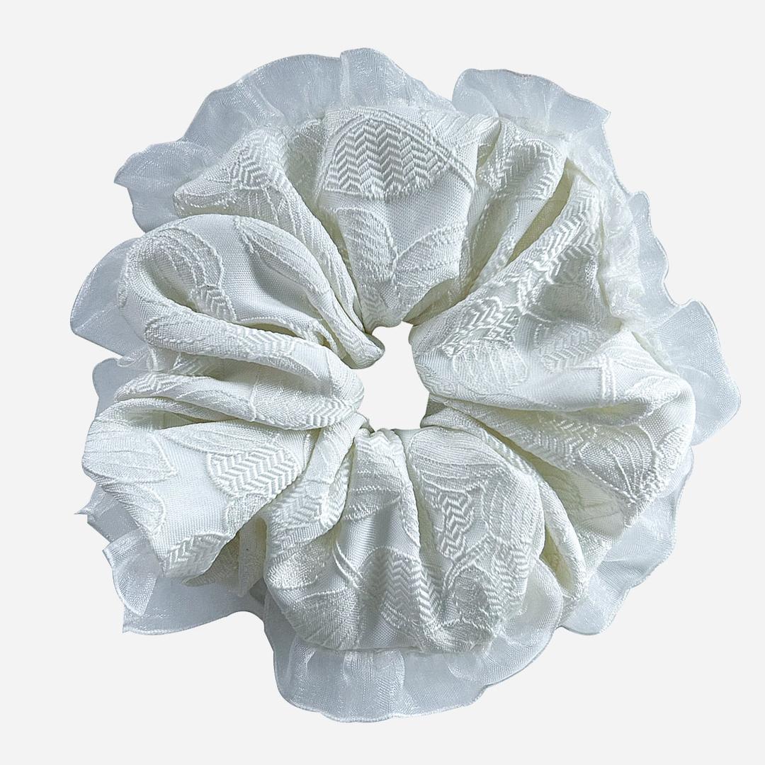Jacquard lace scrunchie - WHITE