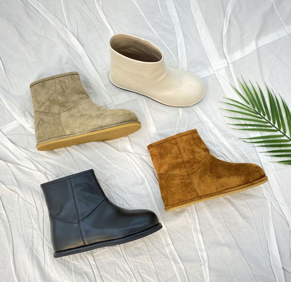 굽낮은 둥근코 와이드 심플 숏 앵클부츠 1.5cm (ac8111)