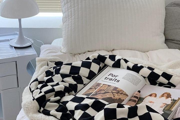 [해외] 체커보드 양털 캠핑블랑캣 바둑판 체크담요 차박 이불 시즌오프