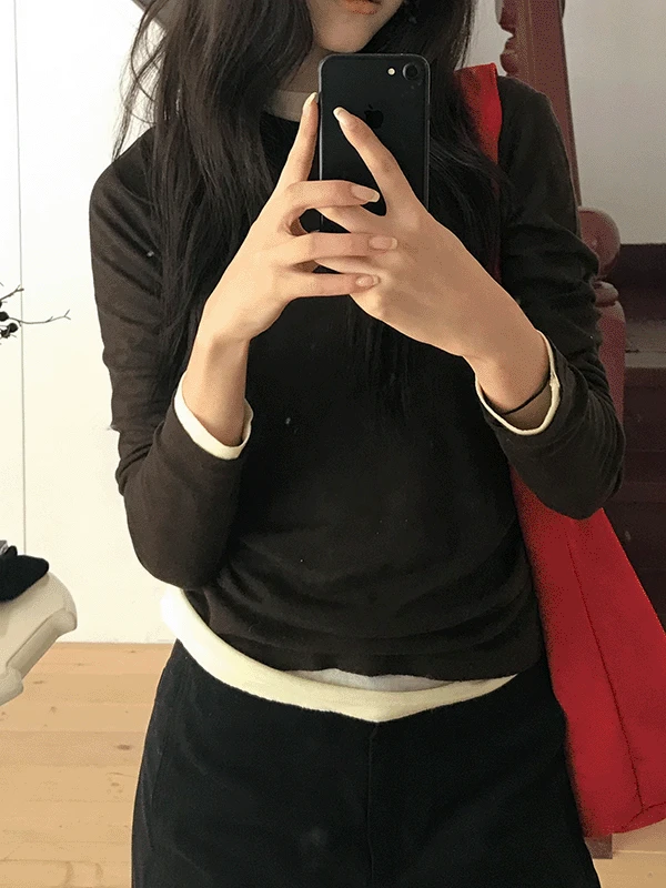 텐셀 레이어드 롱 슬리브 티