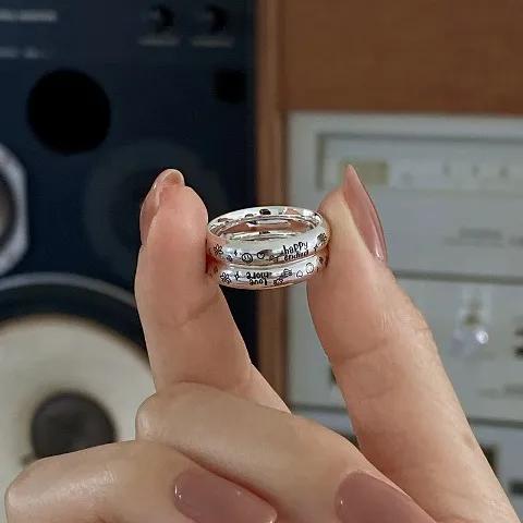 해피니스 드로잉 각인반지 엥게이지 버젼 (커스텀오더) 각인 이니셜 학생 여자 남자 커플 우정 그림 은반지