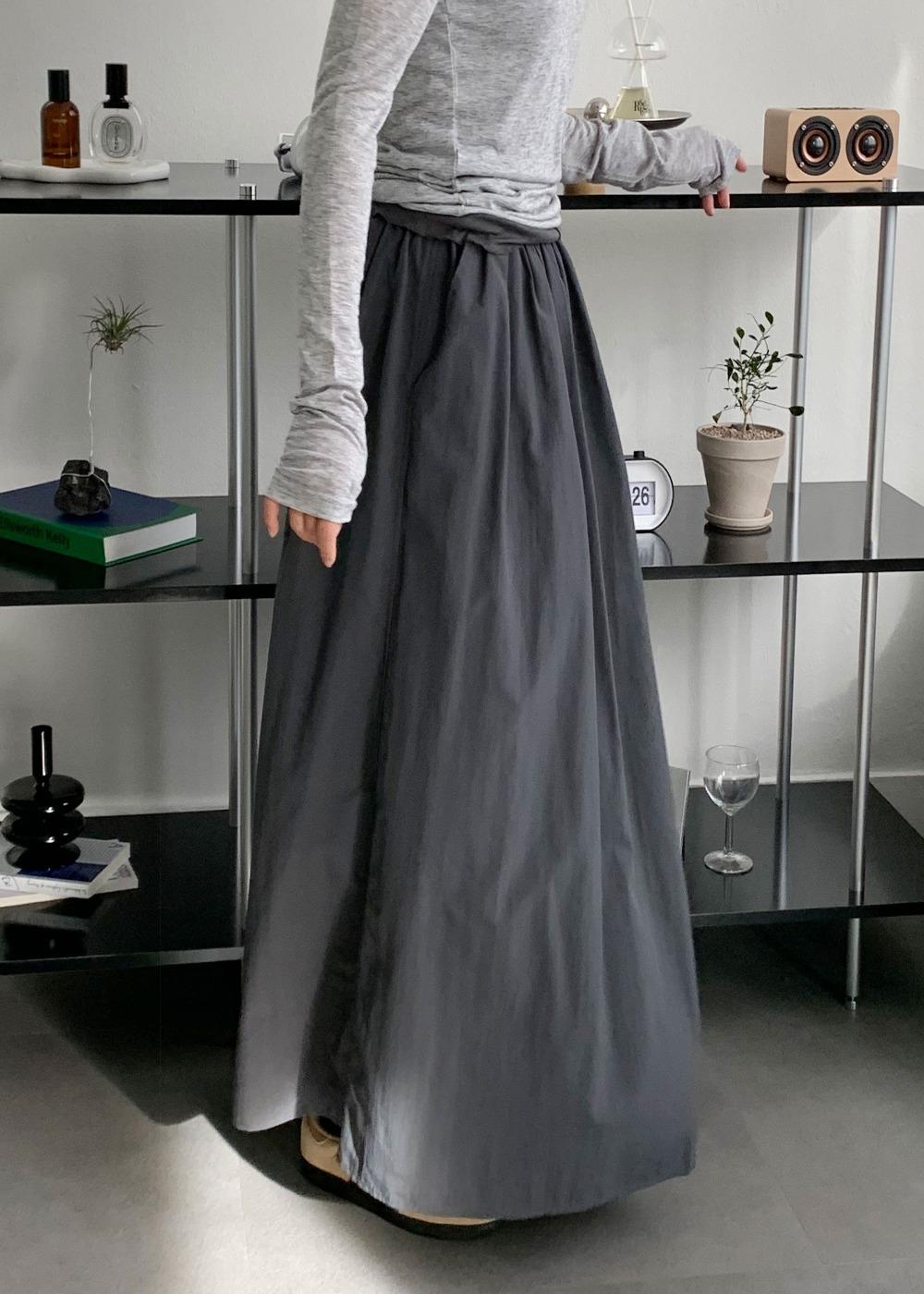 미카사 피플 나일론 밴딩 플레어 스커트(3colors)