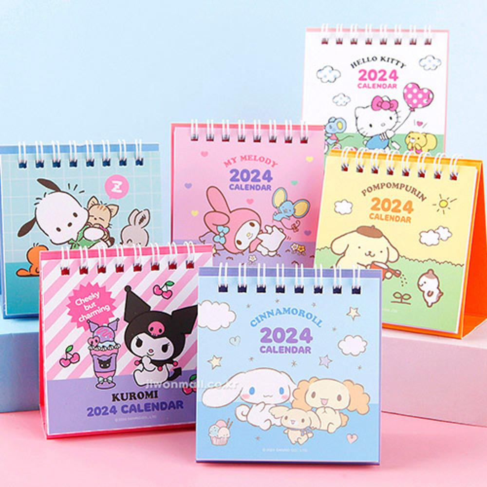 산리오 미니 달력 2024년 포차코 캐릭터 데스크 캘린더 귀여운 탁상 달력