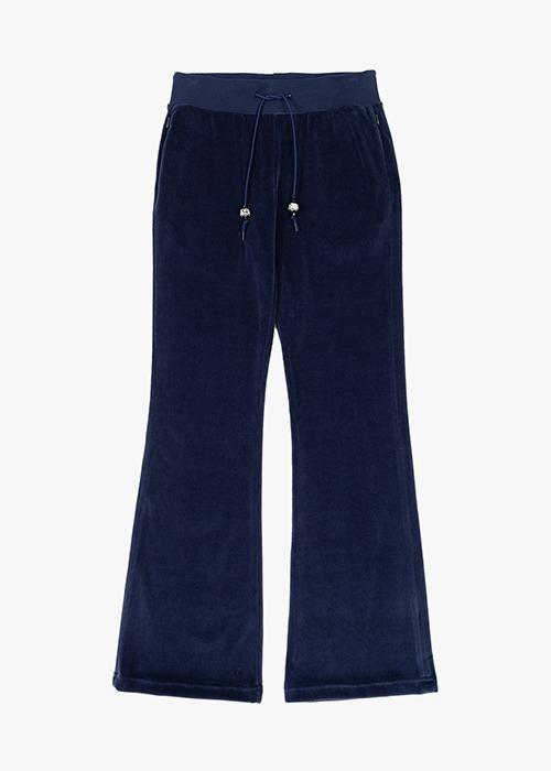 Beads Navy Flared velour pants (MEDIA82XSUGASCOOP)