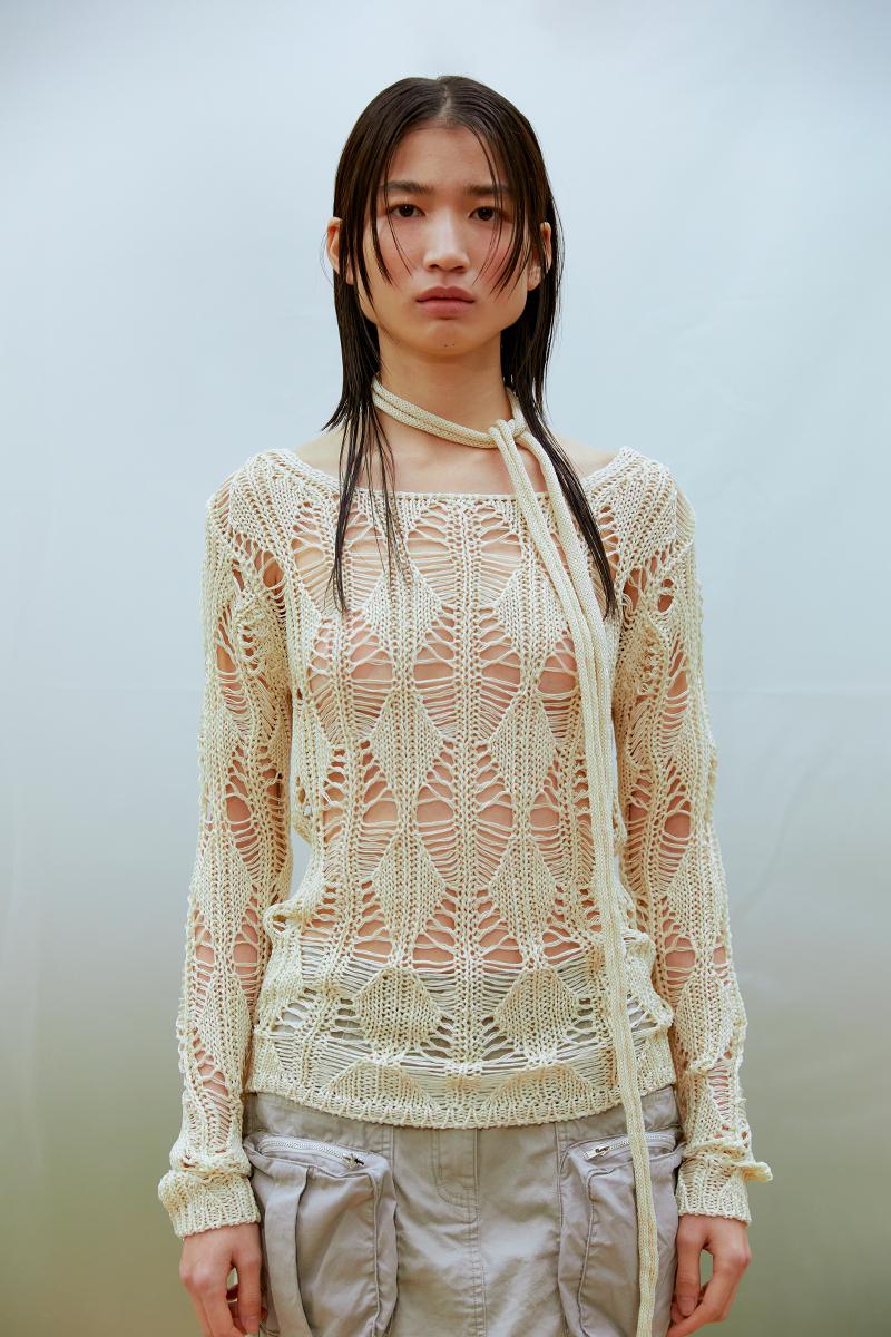 Scarf Set Knit Top (IVORY)