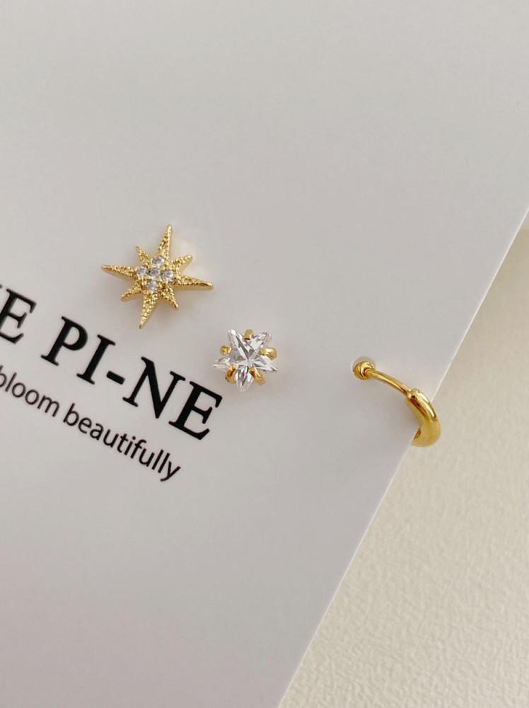 [소예피네] 써지컬 플래시 큐빅 링 피어싱 세트 (3pcs/3color)