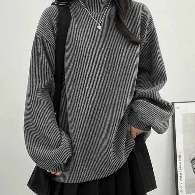 [핏보장]왕 골지박스 폴라 겨울티 폴라티 반폴라 루즈핏 교복폴라 학생티 겨울옷 맨투맨 가을