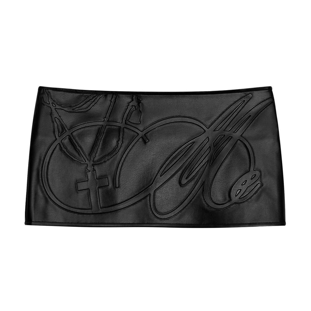 Embossed micro pleated skirt (Black)
